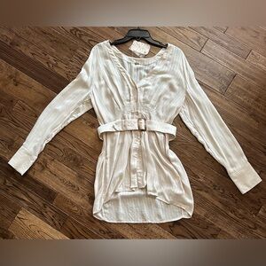 NWT Free People Back in the Spotlight Belted Top in Ivory Size M (orig. $98)